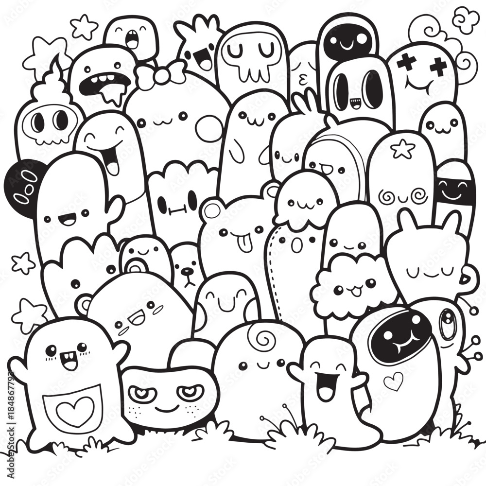 Kawaii Monster Coloring Pages Adorable Monsters Coloring Pages For