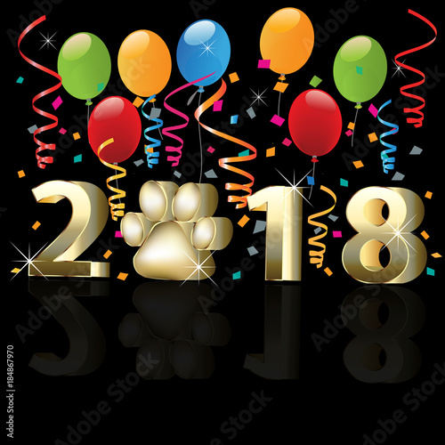 Happy new year 2018 with balloons and confetti party event image background vector design   greetings card invitation icon vector image graphic symbol template