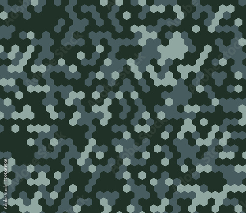 Seamless fashion marine navy dark blue hexagonal camo pattern vector