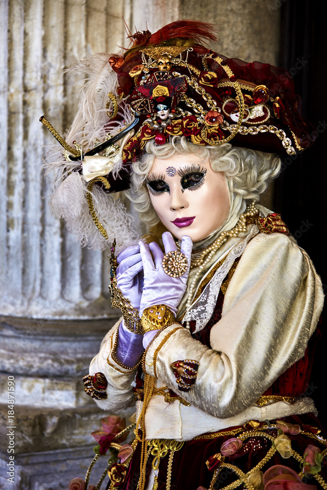 Venice carnival 2017. Venetian Carnival Costume. Venetian Carnival Mask. Venice, Italy. Venice carnival 2017. Venetian Carnival Costume. Venetian Carnival Mask. Venice, Italy.