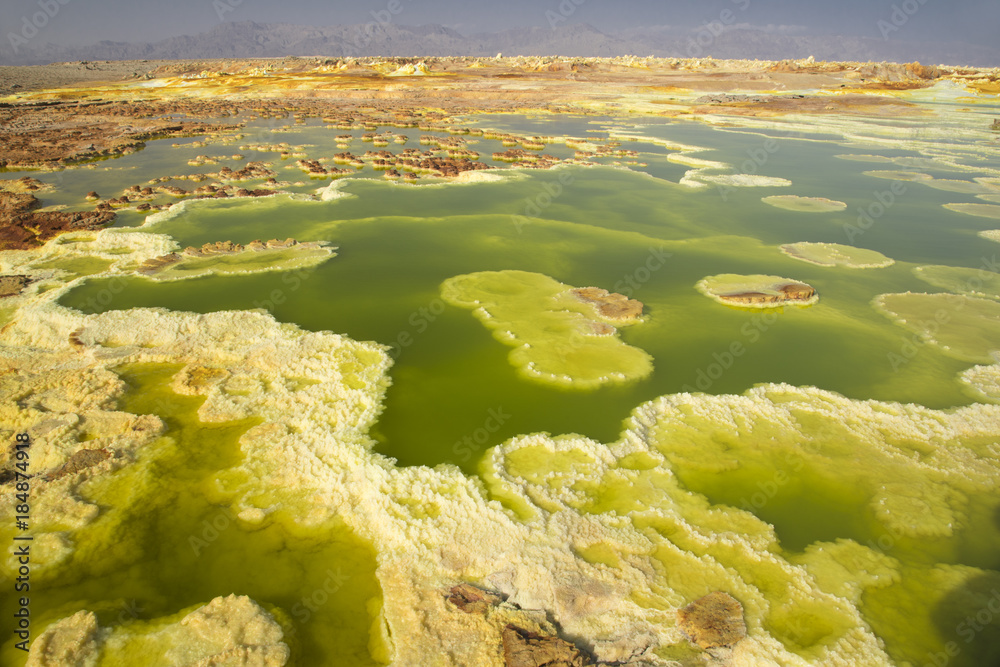 Dalol, Dankakil Depression. Volcanic hot springs of Ethiopia. Earth’s