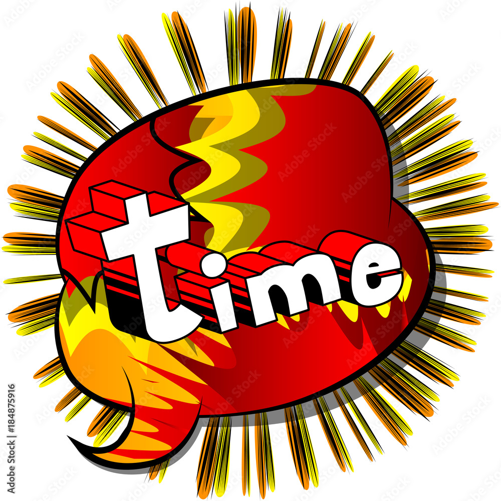 Naklejka premium Time - Comic book style word on abstract background.