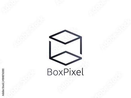 abstract box cube logo icon template. blockchain and technology thing concept symbol.