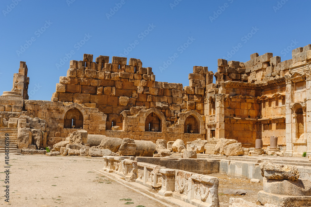 Baalbek Ancient city in Lebanon.Heliopolis temple complex.near the border with Syria.remains