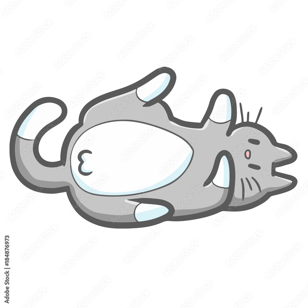 Funny and cute grey cat playing on the floor - vector. Funny and cute grey cat playing on the floor - vector.