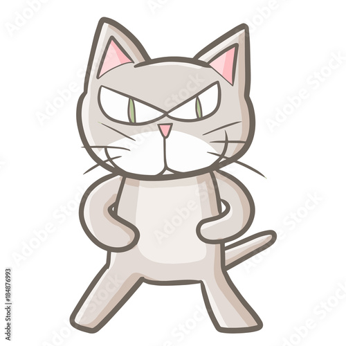 Funny and cool grey cat standing - vector. photo