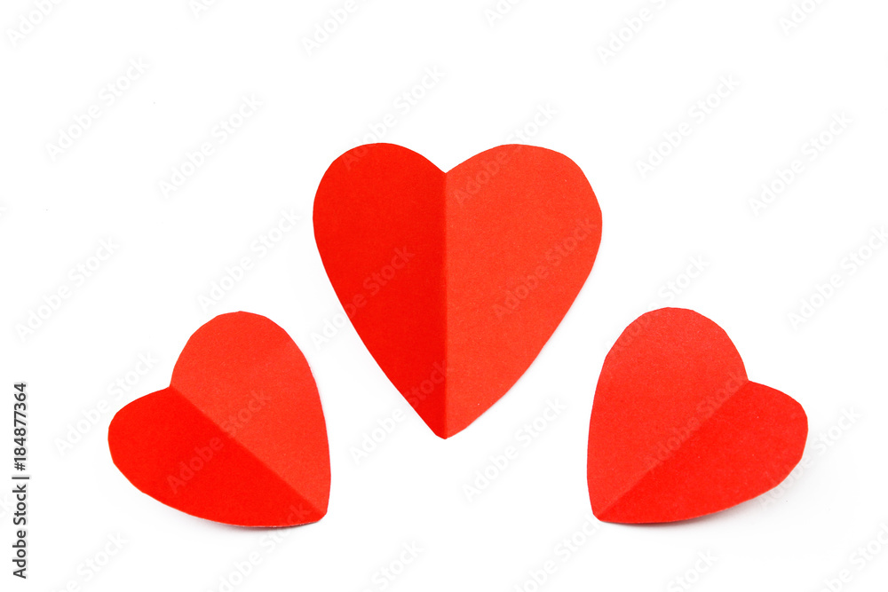 Fototapeta premium Red paper hearts isolated on white background