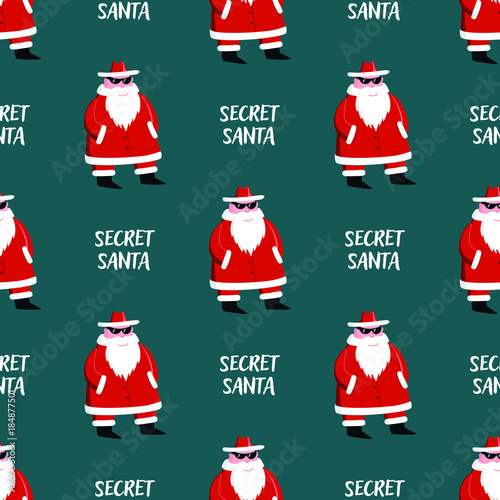 Secret Santa wrapping paper seamless pattern