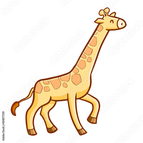 Cute and funny giraffe standing and smiling happily - vector.