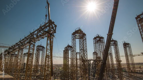 Timelapse. Airport Terminal Construction Site,Beijing Daxing International Airport,China. photo