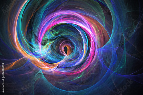 Abstract pink, orange and blue swirly shapes. Fantasy colorful chaotic fractal texture. 3D rendering.