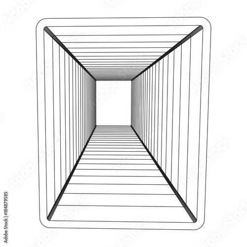 Wireframe low poly mesh construction metallurgy square tube profile symbol vector illustration