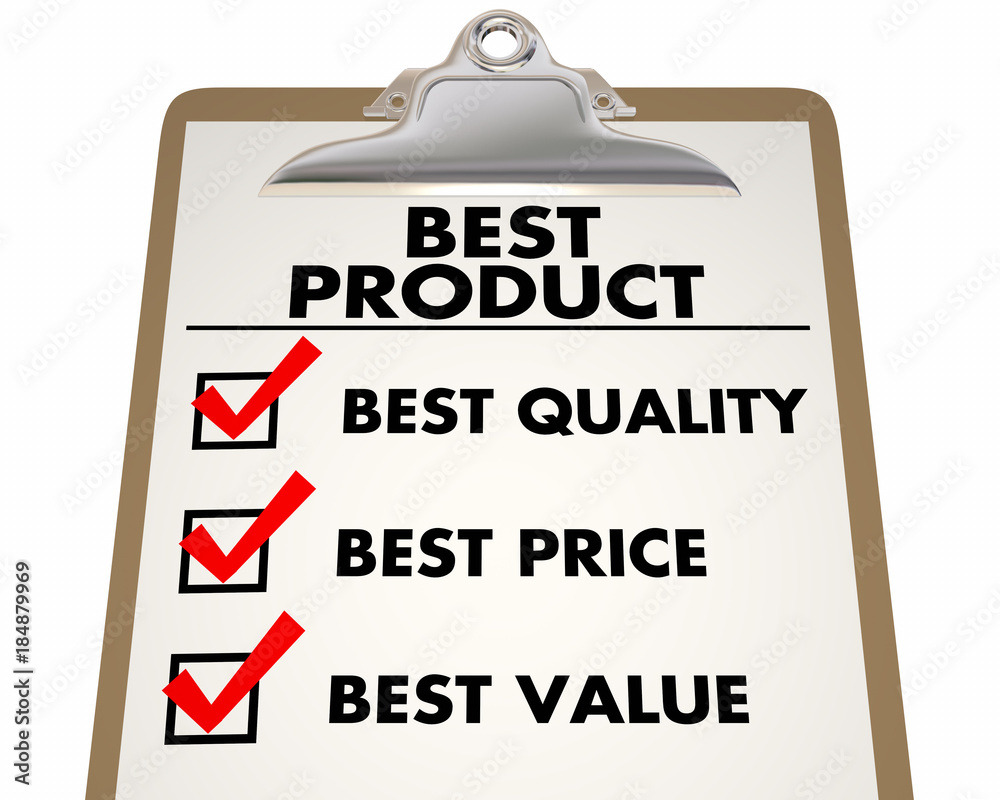Best Product Checklist Price Quality Value 3d Illustration Best Product Checklist Price Quality Value 3d Illustration