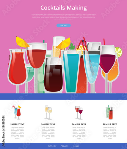 Cocktails Making Manual Web Page Design Vector