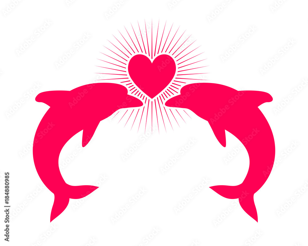 Fototapeta premium love heart dolphin fish nautical marine life image animal