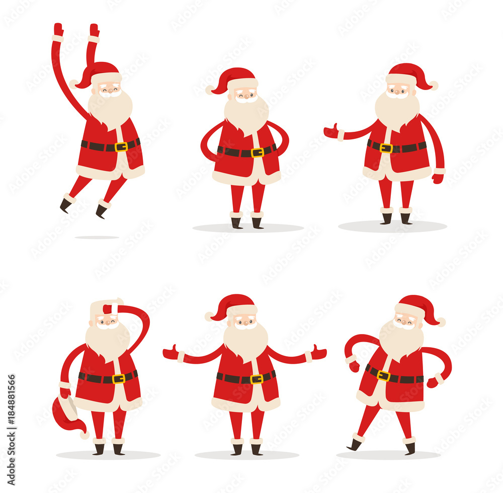 Set of Santa Clauses in Different Pose Vector Icon Set of Santa Clauses in Different Pose Vector Icon