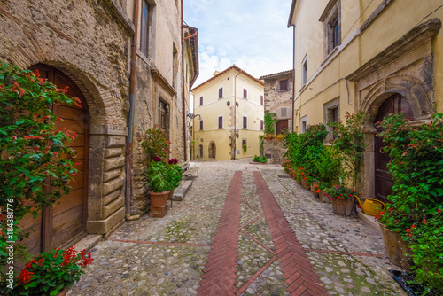 Castelnuovo di Farfa  Italy - A very little medieval town in province of Rieti  Lazio region  central Italy. Here in particular the nice historic center in stone