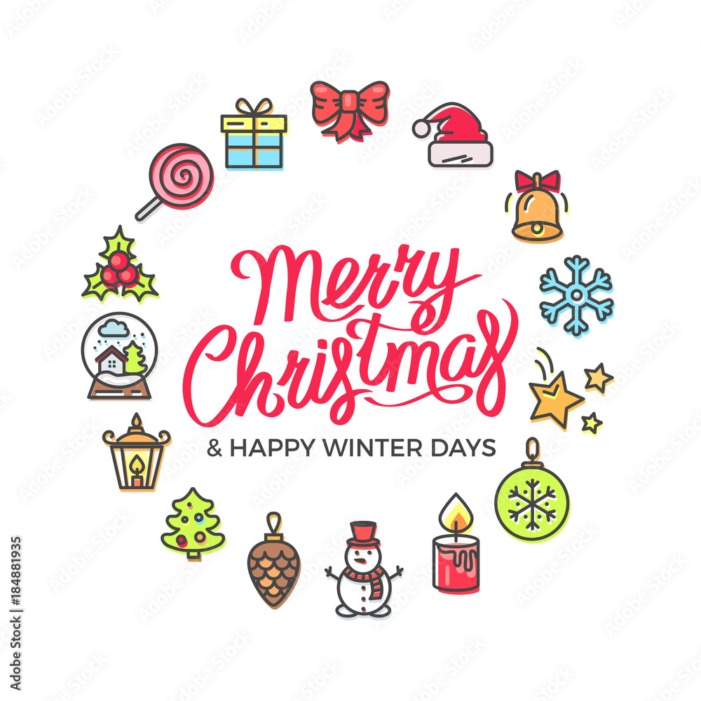 Merry Christmas Happy Days Vector Illustration