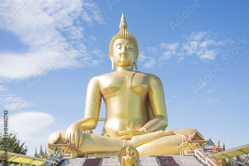 Golden Buddha statue at Wat Muang temple in Angthong  Thailand