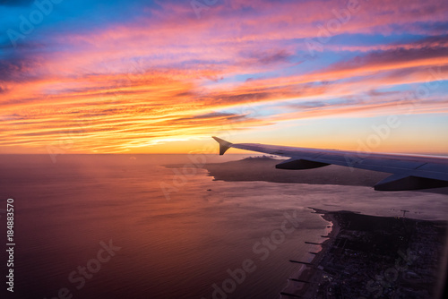 Beautiful sunset over Costa da Caparica near Lisbon  Portugal