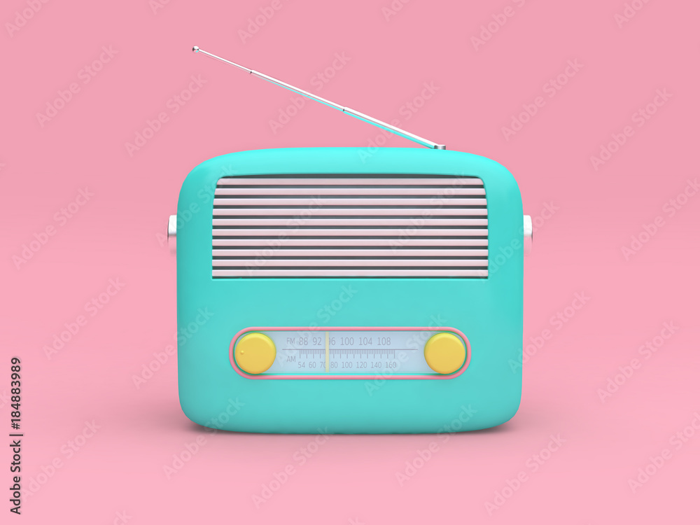 3d rendering abstract cartoon old radio pink background Stock Illustration  | Adobe Stock