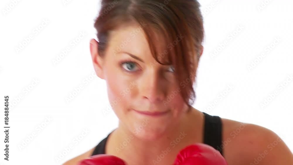 Closeup of young woman boxing Closeup of young woman boxing