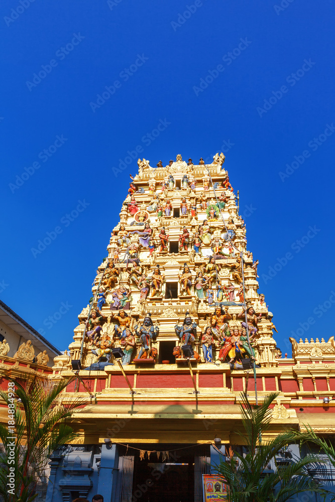 The tower of a Hindu Temple Kovil in Colombo, Sri Lanka.