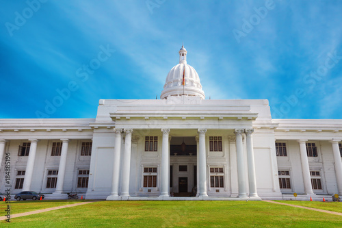 Colombo, Sri Lanka - 11 February 2017: Panorama of Colonial-era building of the Town Hall parliment building white house photo