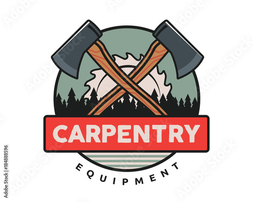 Isolated Vintage Woodwork Carpentry Logo Badge Illustration