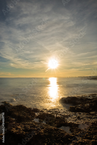 The coast of Oropesa del Mar at a sunrise