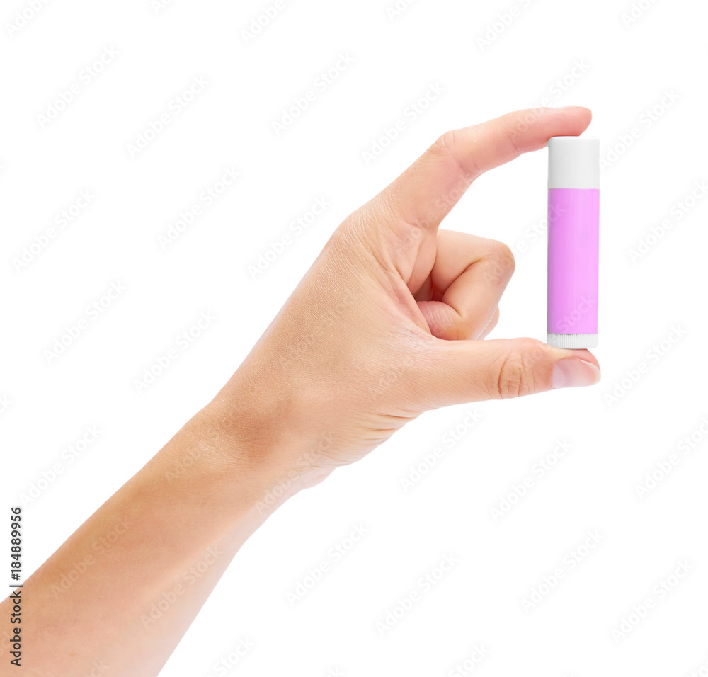 lipstick in hand isolated on white background lipstick in hand isolated on white background