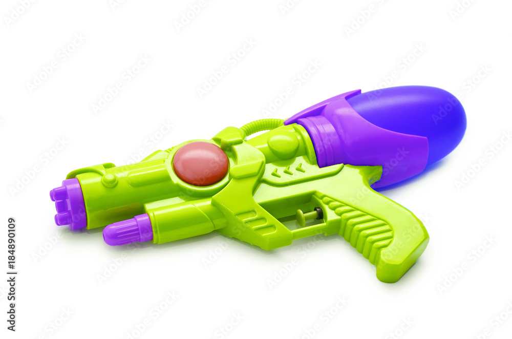 Fotografie Blue squirt gun. Isolated on white background