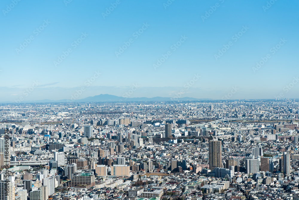 Naklejka premium 筑波山と関東平野