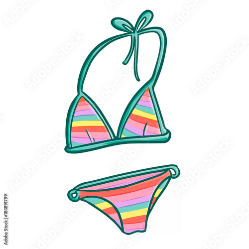 Funny and cute sexy colorful bikini for holiday - vector.