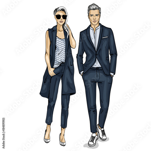 Vector woman and man