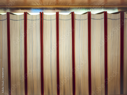 macro shot of the back side of the book shelf in the library