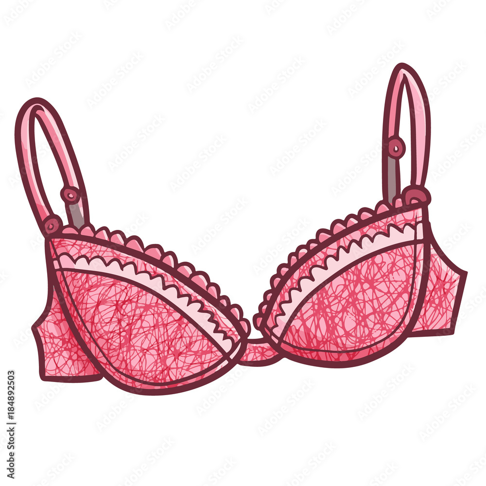 Vetor de Funny and sexy cute pink elegant bra - vector. do Stock
