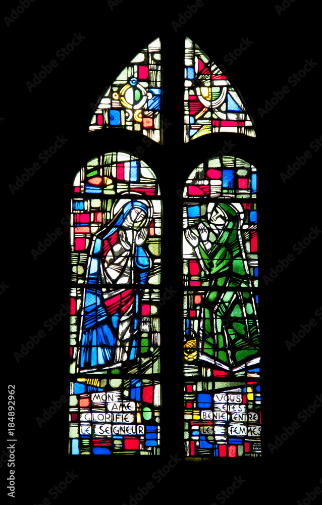 Granville. Vitrail église Notre Dame du Cap Lihou, , Manche. Normandie,
