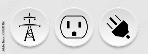 Power lines socket outlet plug icons