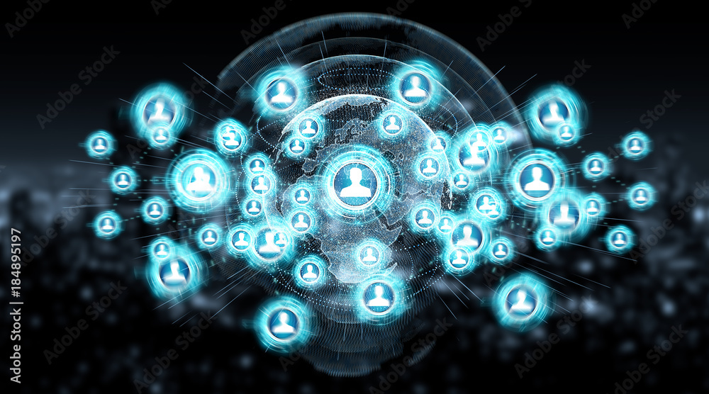 Obraz premium Social media digital interface background 3D rendering