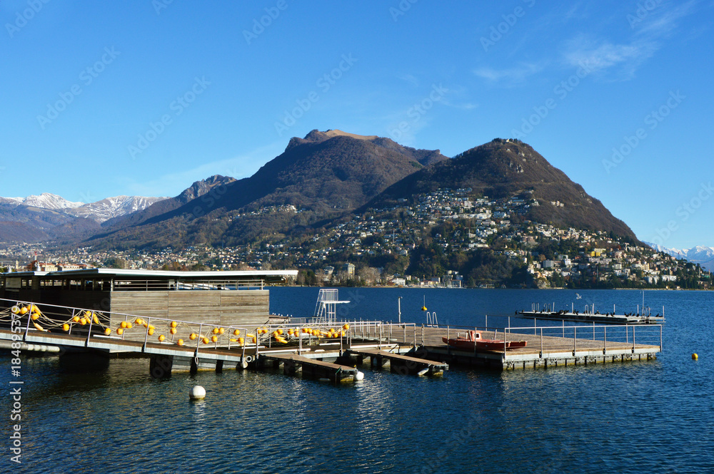 Lake shore in Lugano, Switzerland