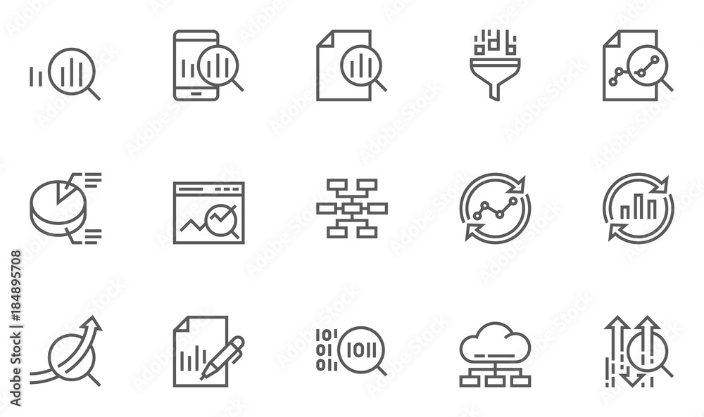 Set of Data Analysis Vector Line Icons. Editable Stroke. 48x48 Pixel Perfect. Set of Data Analysis Vector Line Icons. Editable Stroke. 48x48 Pixel Perfect.