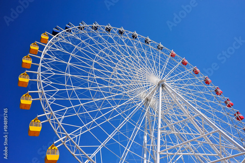 Ferris wheel at Issyk-Kul. A Ferris wheel is a nonbuilding structure consisting of a rotating upright wheel with multiple passenger-carrying components.