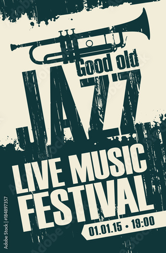 Photography Vector poster for a jazz festival live music with a picture of a trumpet on abst