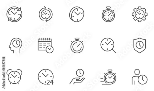Set of Time Management Related Vector Line Icons. 48x48 Pixel Perfect.