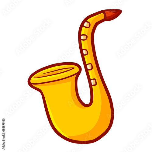 Funny and cute saxophone in simple cartoon style - vector. Stock Vector |  Adobe Stock