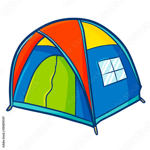 Funny and cute colorful tent for children  for picnic or vacation - vector.