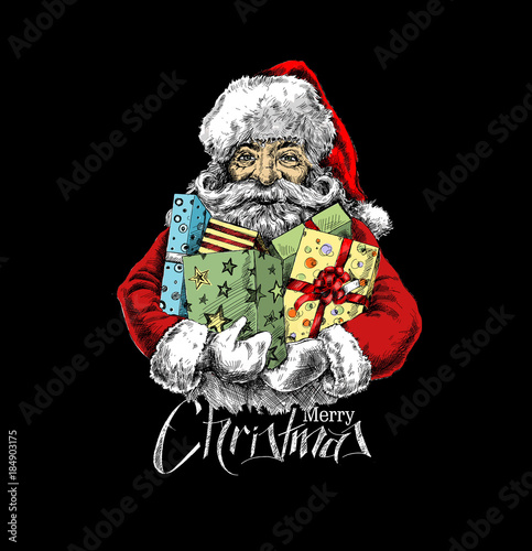 Christmas tree sketch on white background, vector illustration.