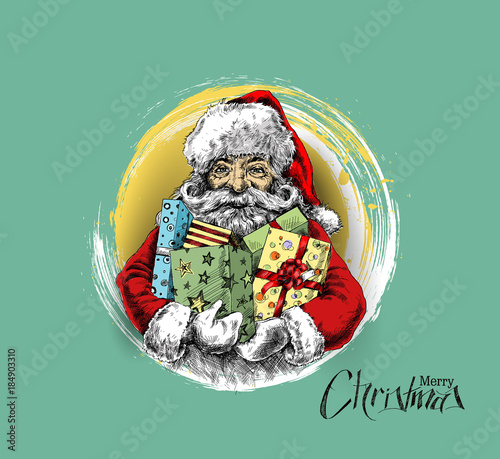 Christmas tree sketch on white background, vector illustration.