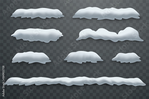 Snow hills, snowdrifts. Realistic snow masses.